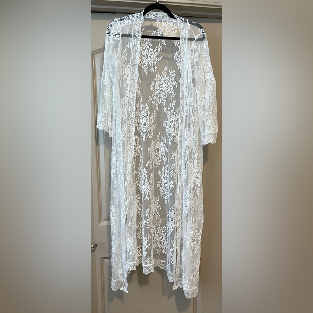 White sheer lace robe - great for brides